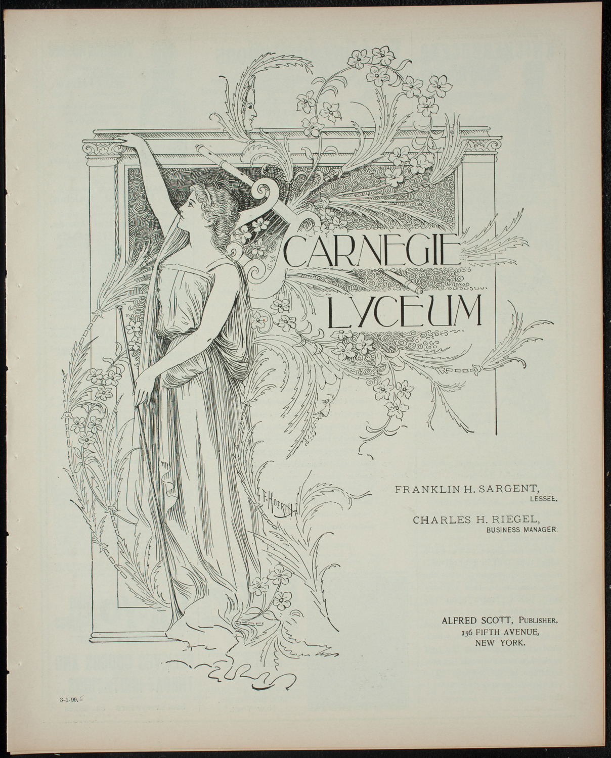 Columbia University Musical Society, March 1, 1899, program page 1