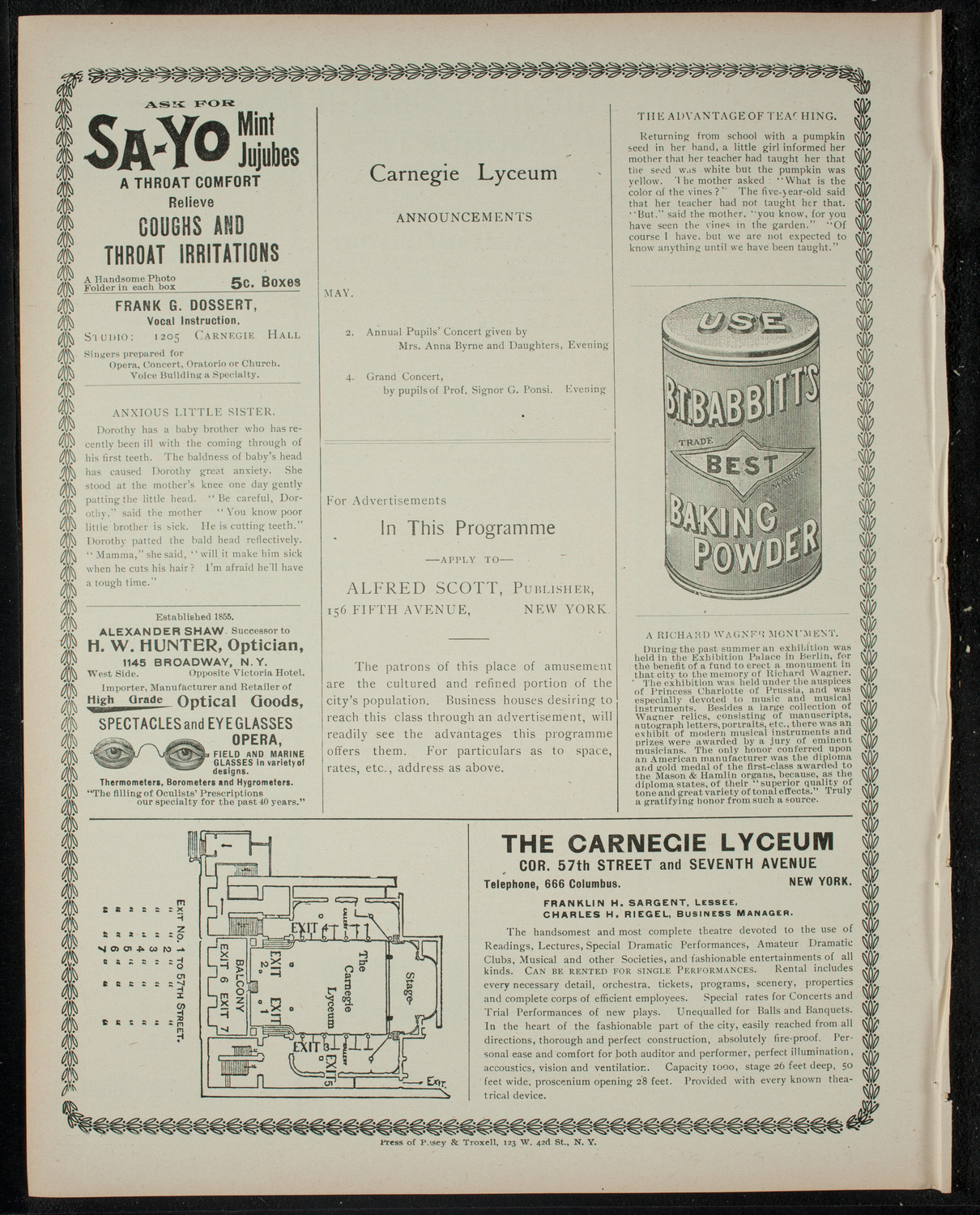 Afternoon Musicale: Emilio Agramonte and his Pupils, May 1, 1900, program page 4