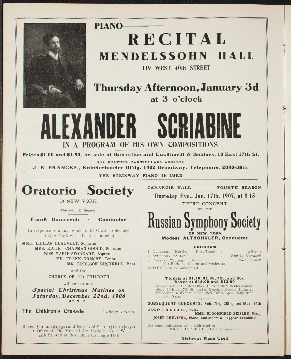 Russian Symphony Society of New York, December 20, 1906, program page 10