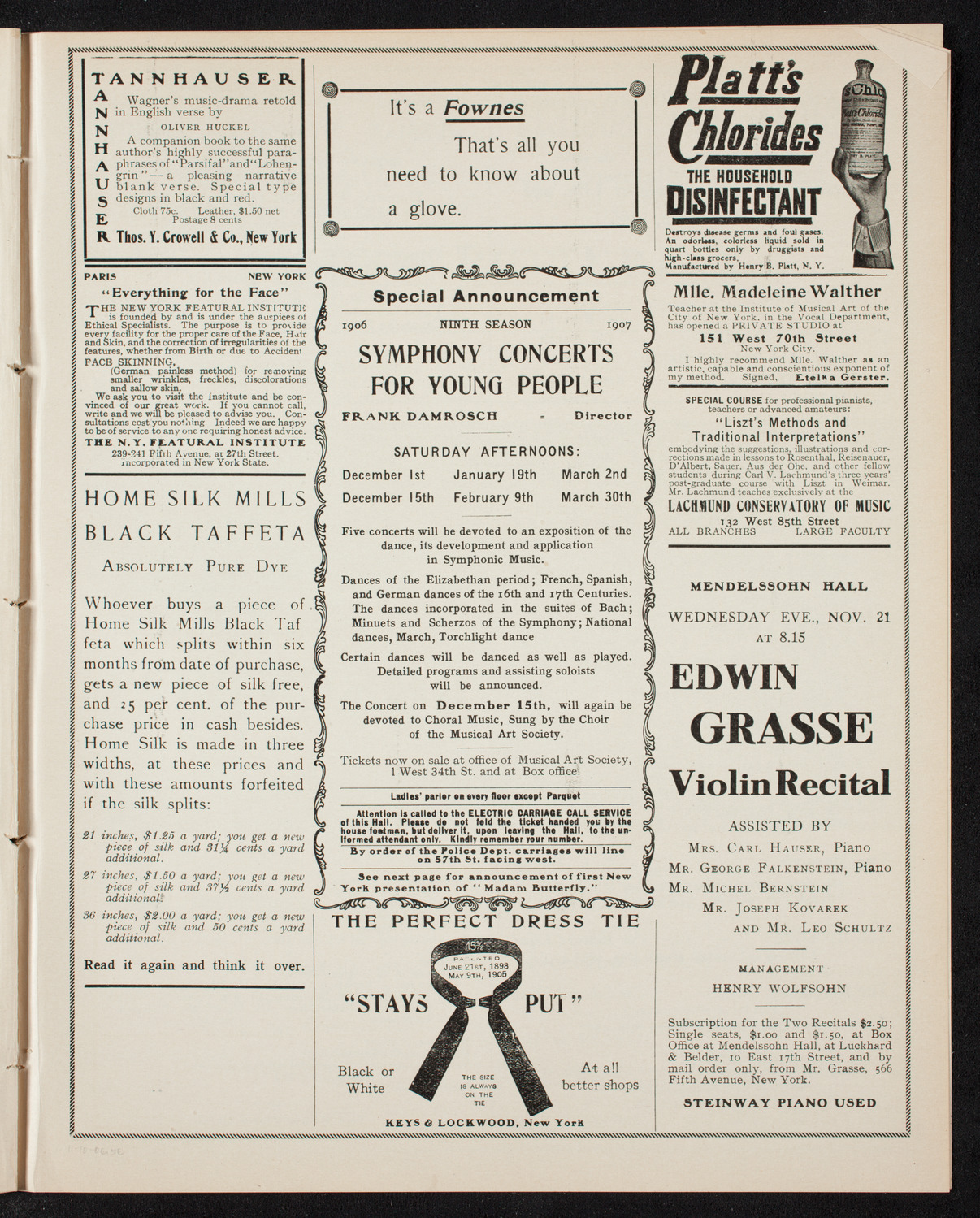 New York Symphony Orchestra, November 10, 1906, program page 9