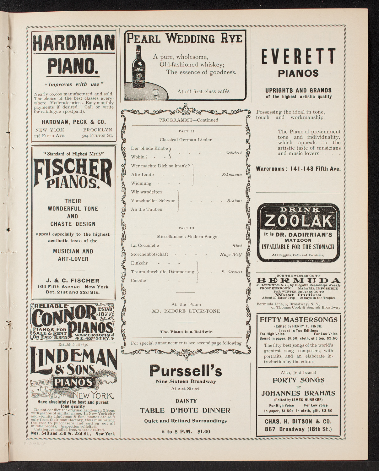 Marcella Sembrich, Soprano, November 17, 1903, program page 7