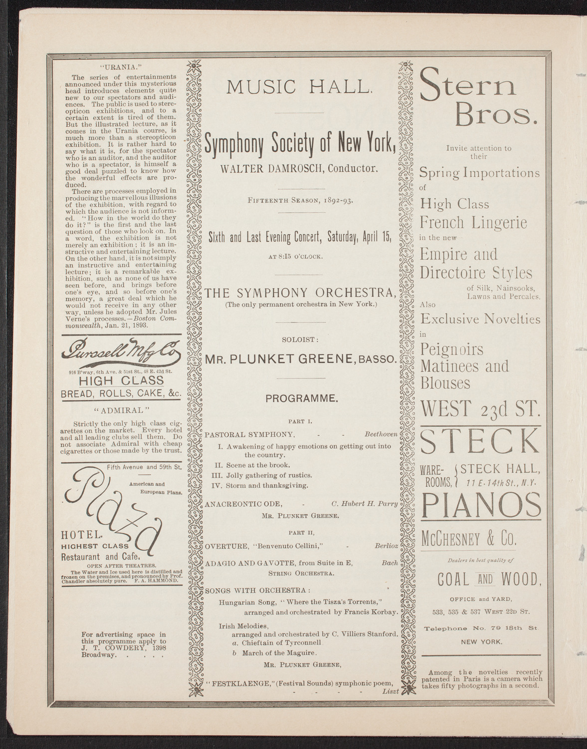 New York Symphony Orchestra, April 15, 1893, program page 4