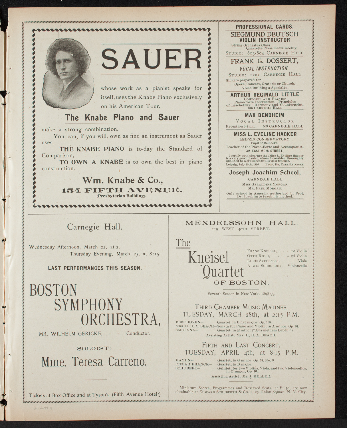 New York Philharmonic, March 17, 1899, program page 7