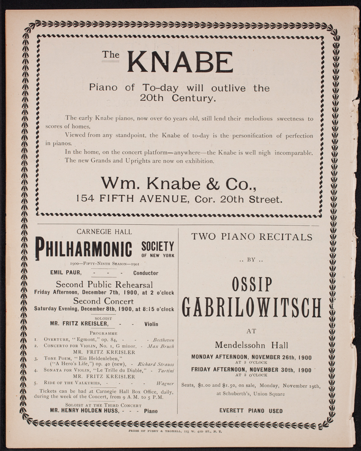 Eduard Strauss and His Vienna Orchestra, November 21, 1900, program page 10