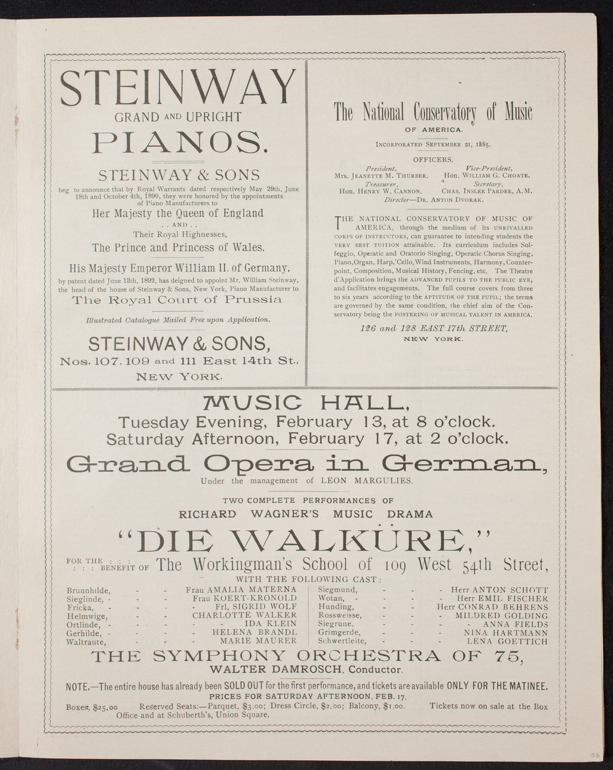 Boston Symphony Orchestra, February 8, 1894, program page 5