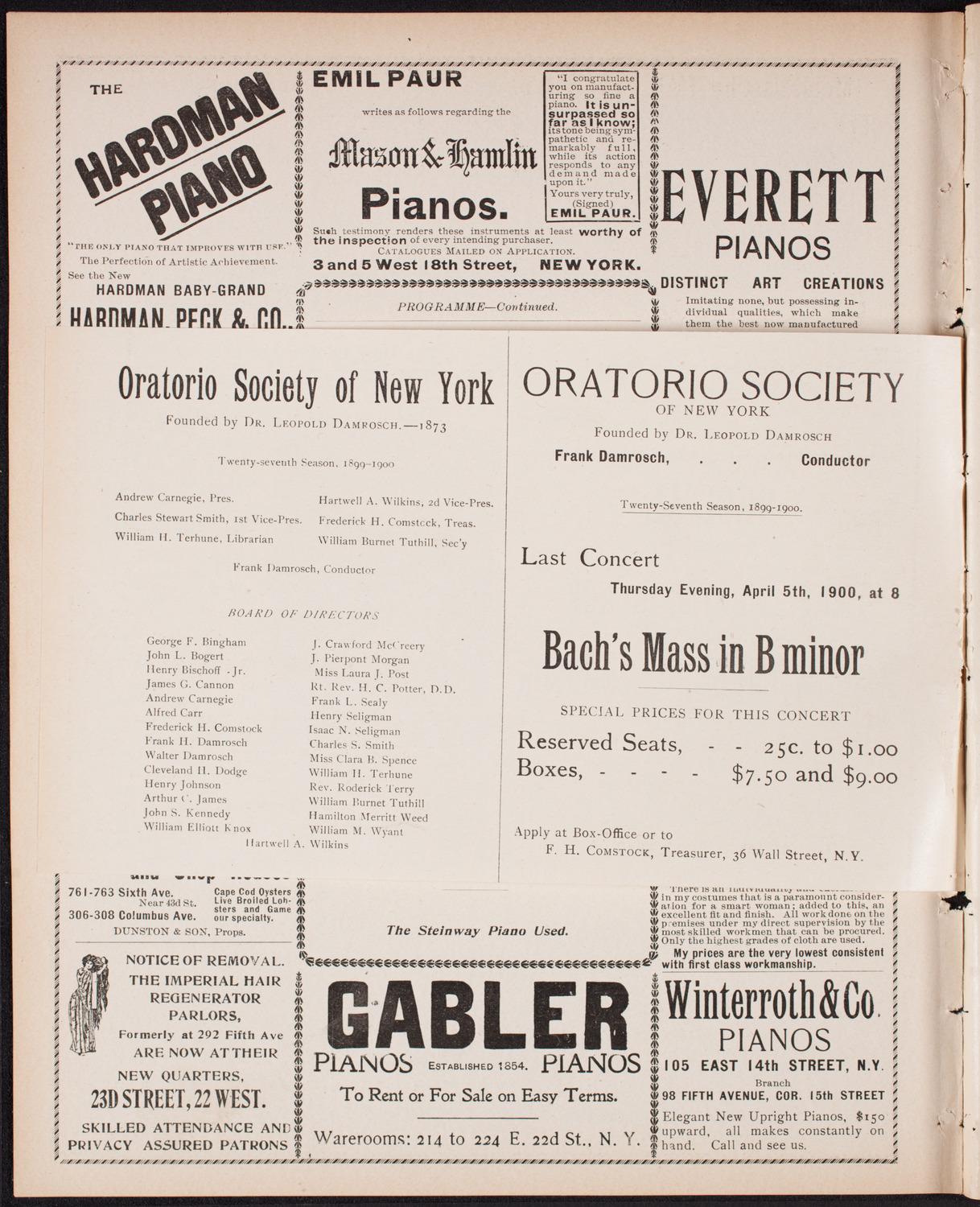 New York Philharmonic, February 16, 1900, program page 8