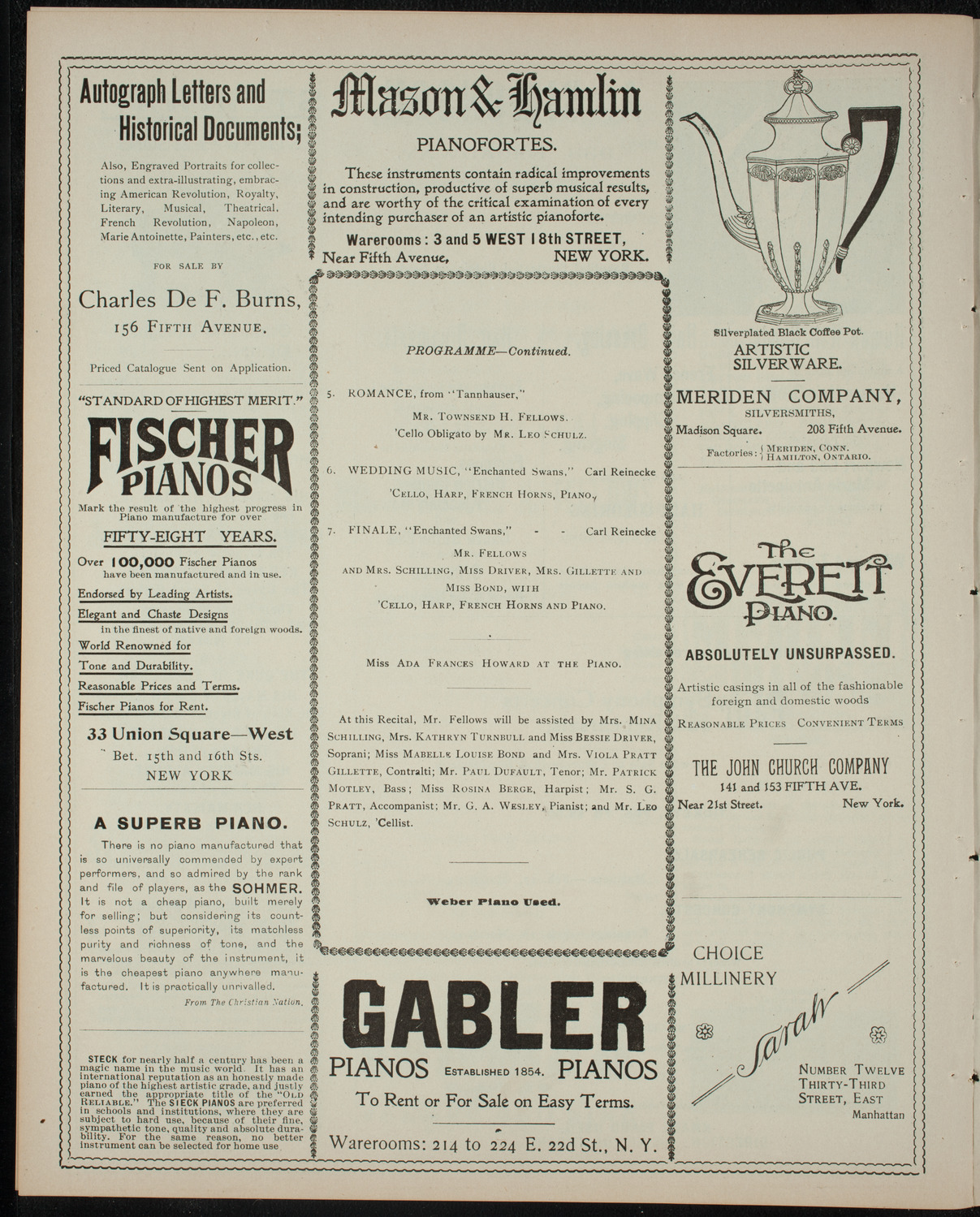 Townsend H. Fellows and Others, February 2, 1899, program page 6