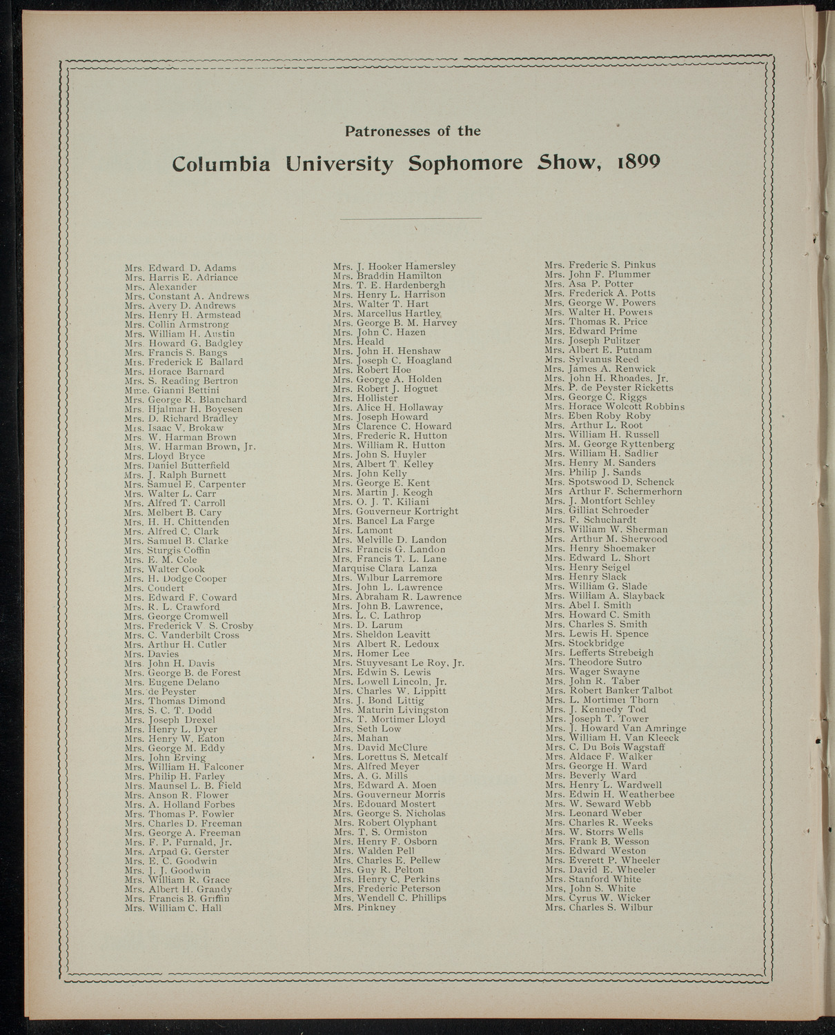 The Sophomore Class (1902) of Columbia University, December 11, 1899, program page 4