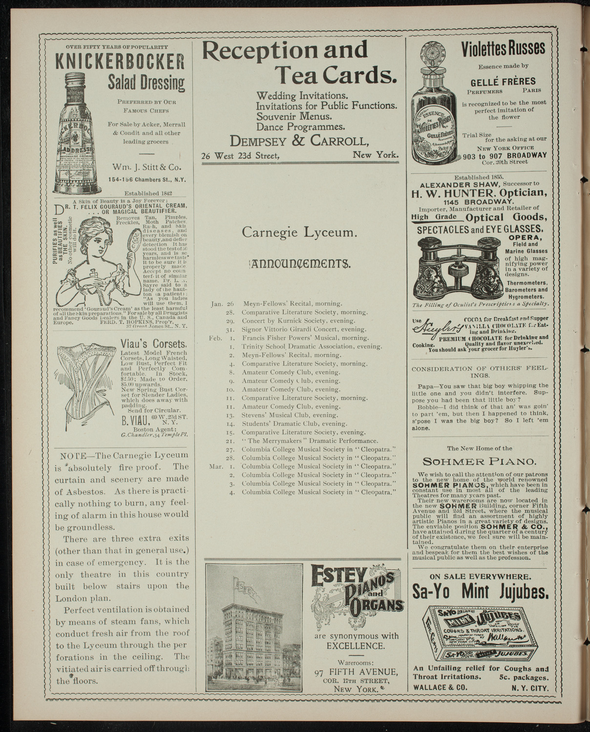 Garrick Dramatic Club, January 25, 1899, program page 2