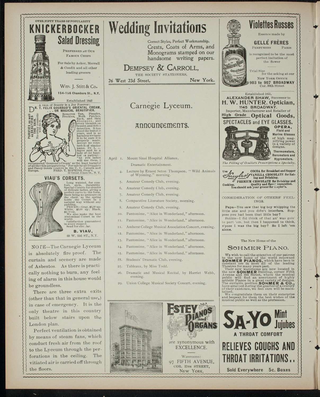 Grand Operatic Benefit, March 25, 1899, program page 2