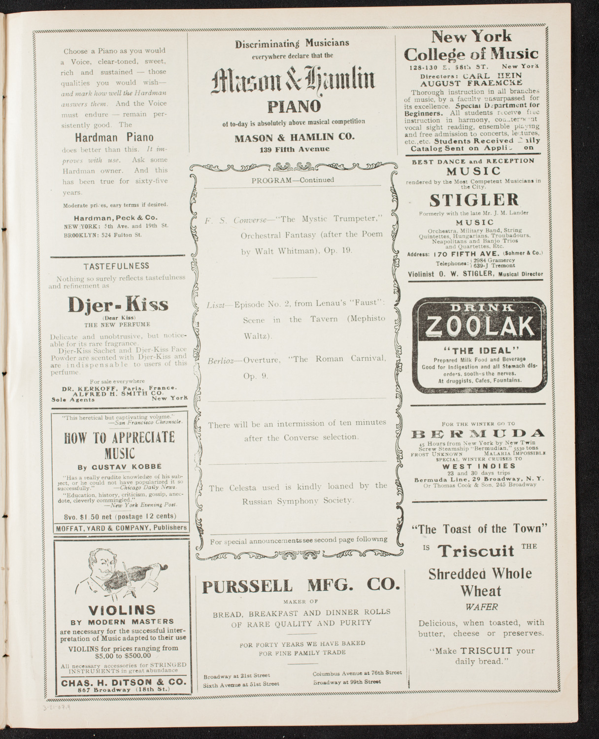 Boston Symphony Orchestra, March 21, 1907, program page 7
