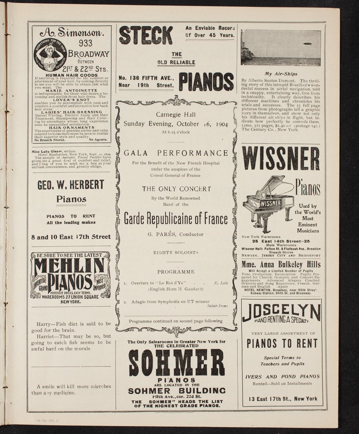 Garde Republicaine of Paris, October 16, 1904, program page 5