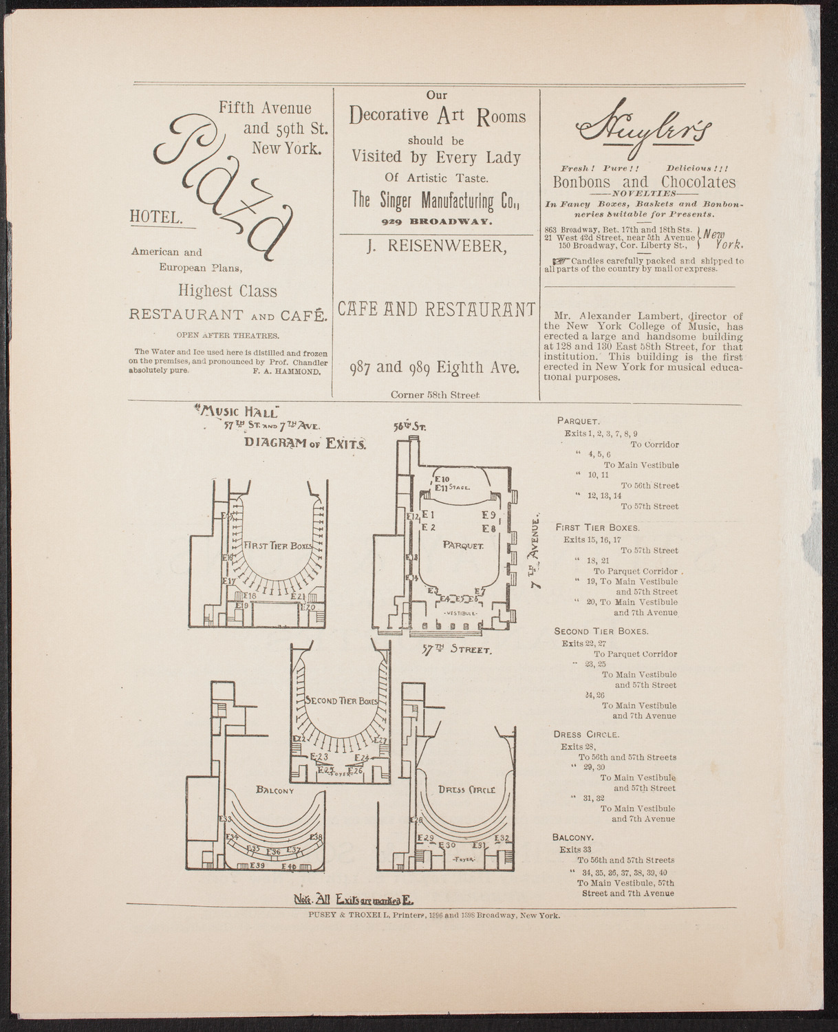 Urania Scientific Theatre, June 9, 1892, program page 4