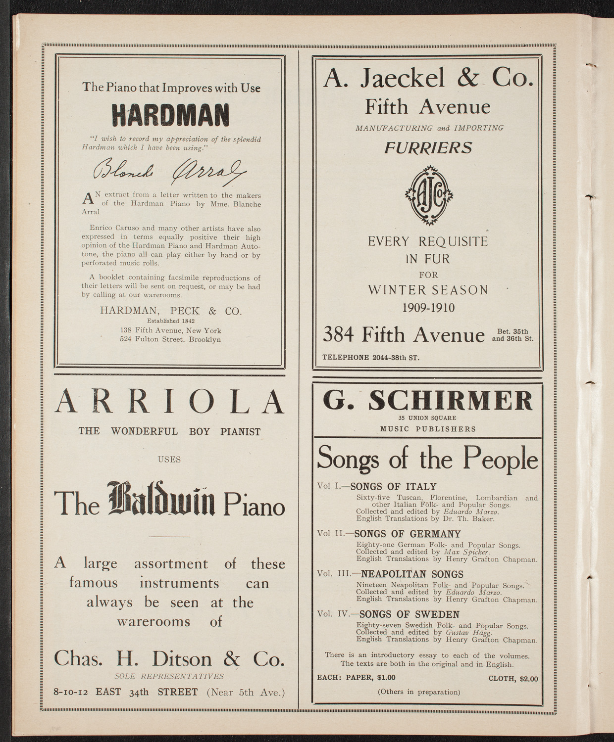 Pepito Arriola, Piano, November 12, 1909, program page 8