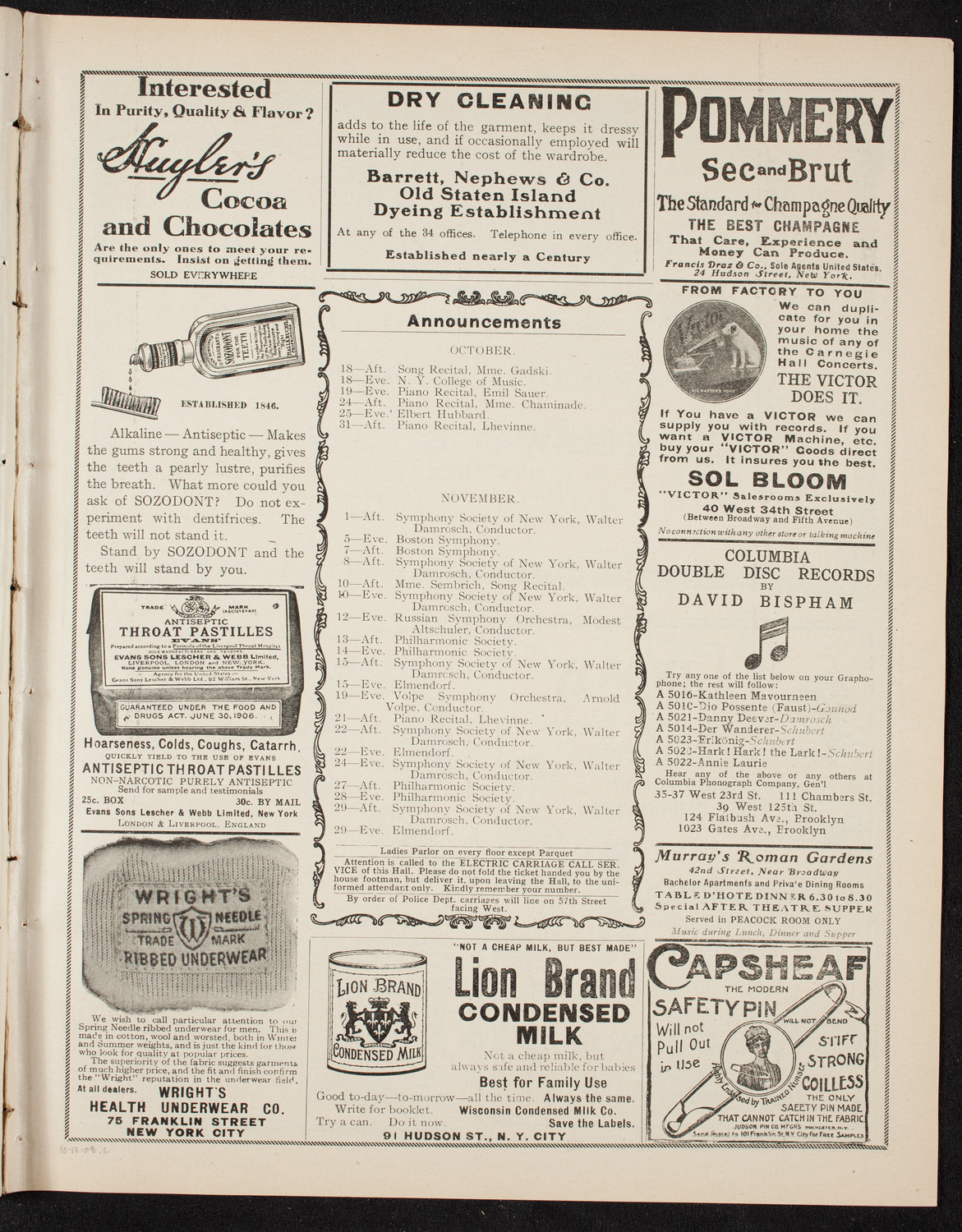 Adela Verne, Piano, October 17, 1908, program page 3