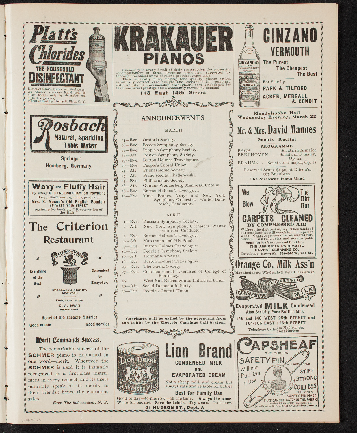 Benefit: Orthopedic Hospital, March 14, 1905, program page 3
