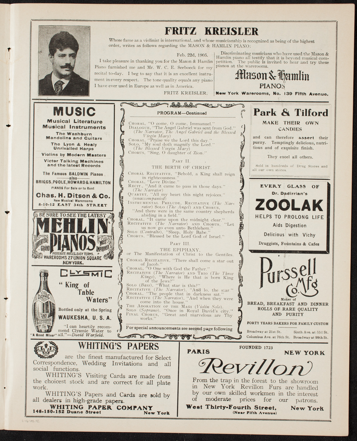 Catholic Oratorio Society, February 16, 1908, program page 7