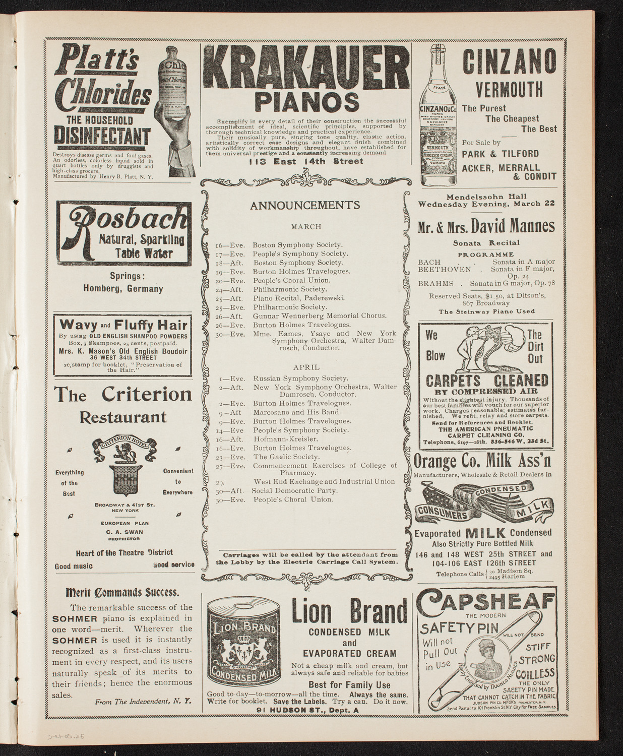 Oratorio Society of New York, March 14, 1905, program page 3