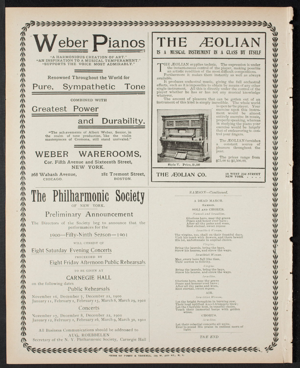 People's Choral Union, May 13, 1900, program page 8