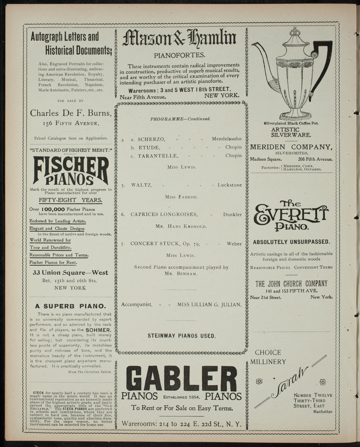 Bessie Lewis and Others, March 14, 1899, program page 6