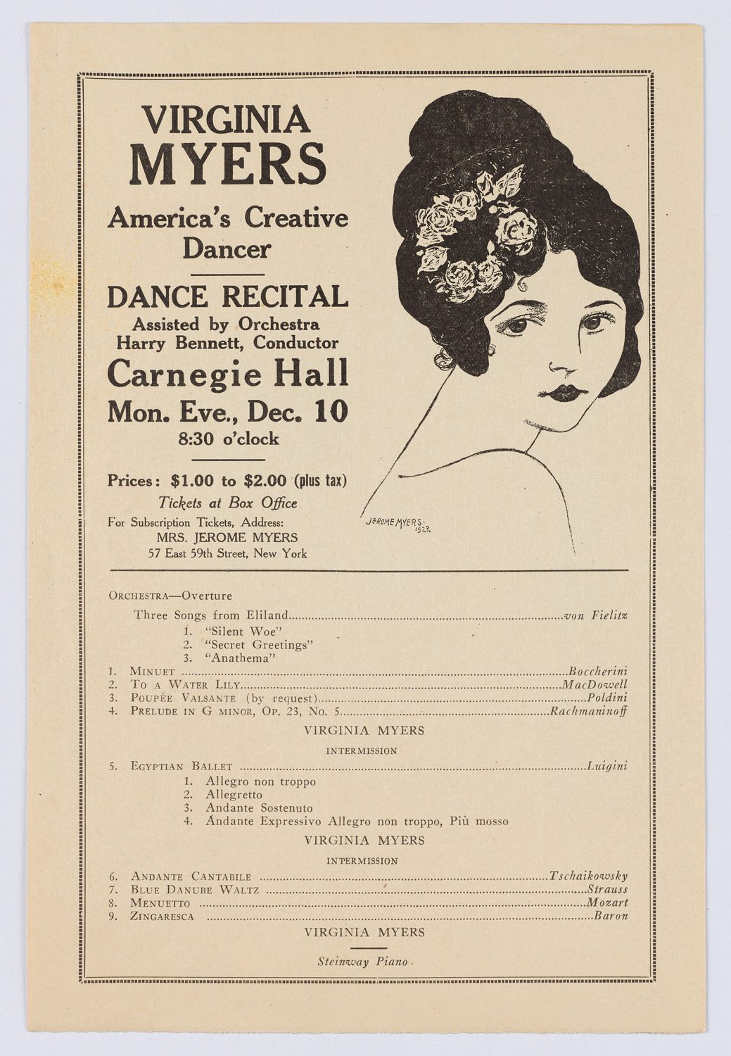 Virginia Myers, assisted by Orchestra, December 10, 1923