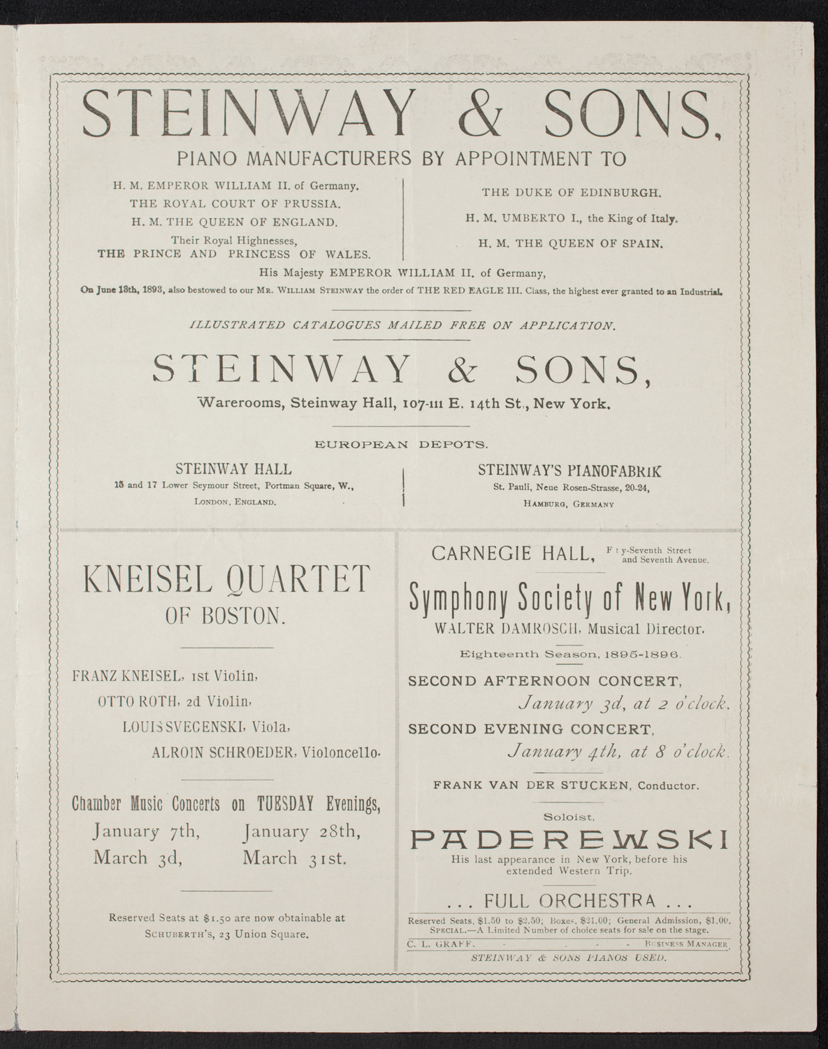 New York Philharmonic, December 13, 1895, program page 3