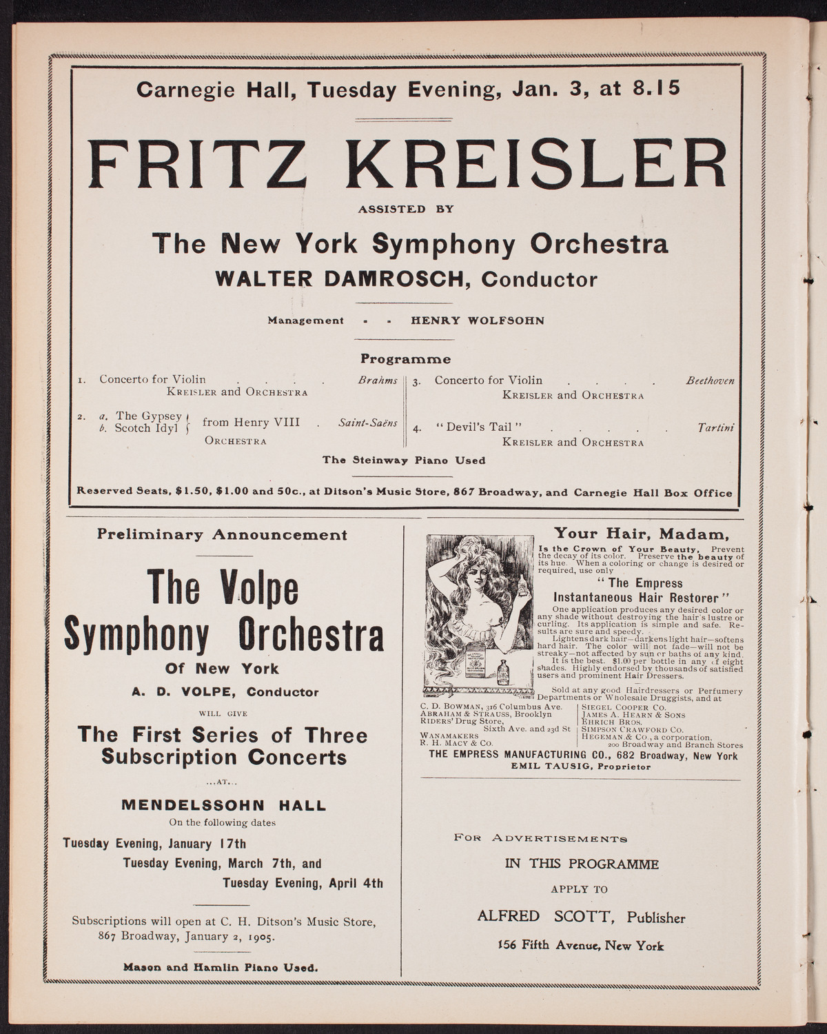 Russian Symphony Society of New York, December 24, 1904, program page 10