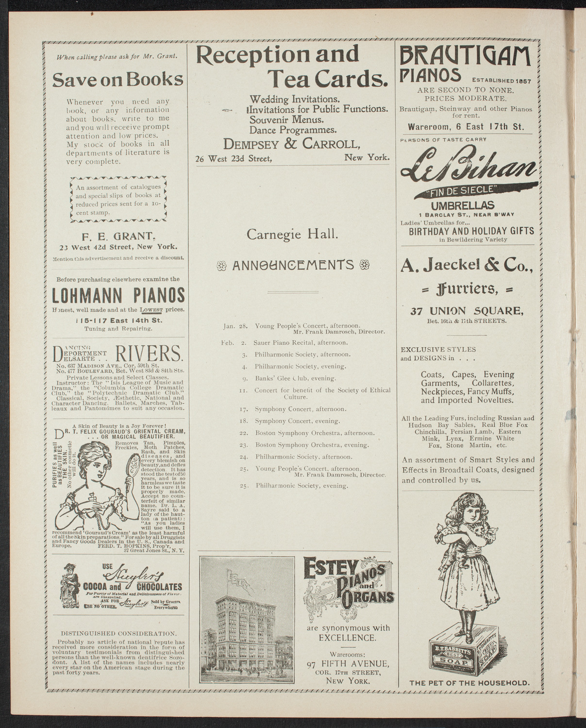 Moriz Rosenthal, Piano, January 26, 1899, program page 2