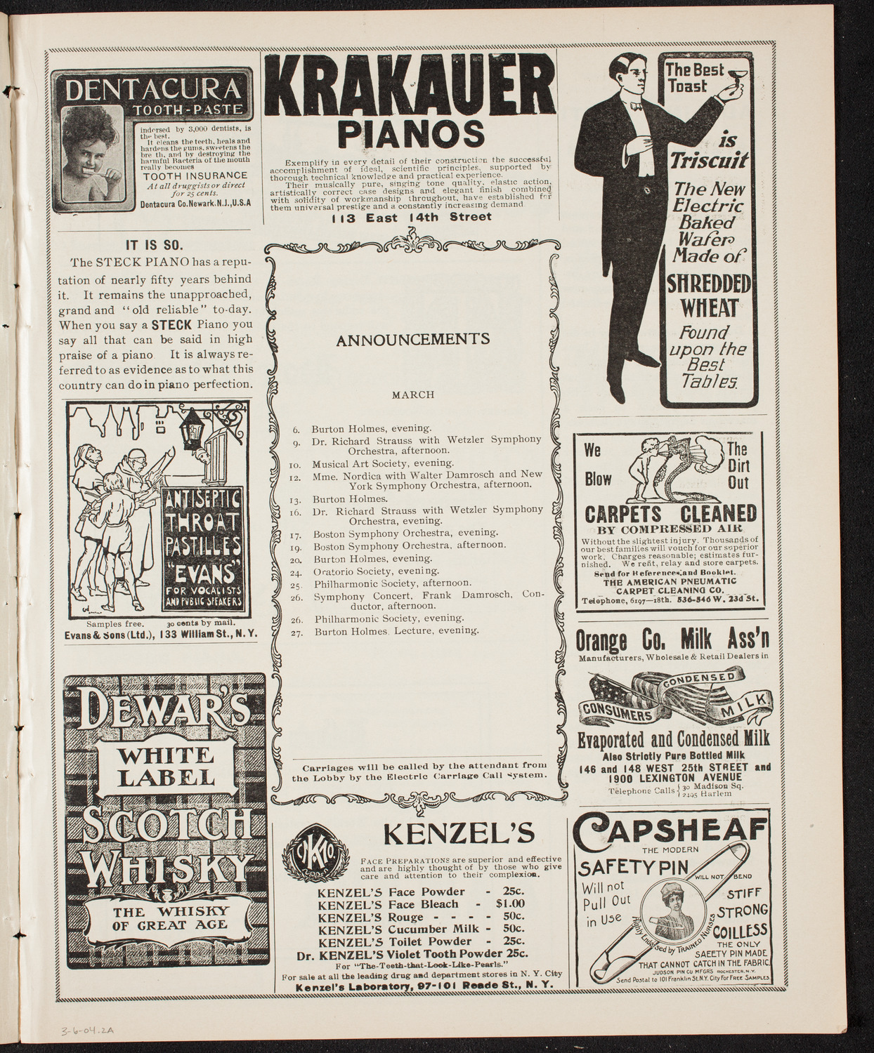 Lillian Nordica, Soprano, with the New York Symphony Orchestra, March 6, 1904, program page 3