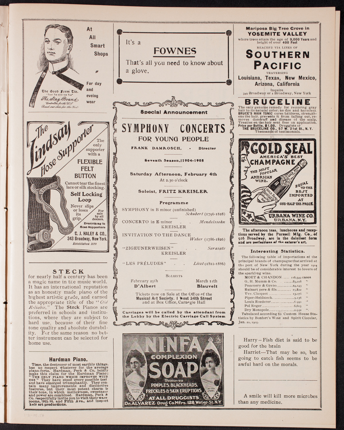 Franz von Vecsey, Violin, January 21, 1905, program page 9