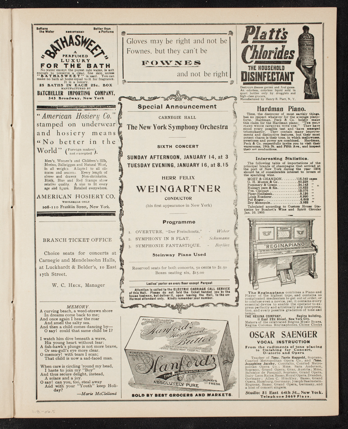 Philadelphia Orchestra, January 8, 1906, program page 9