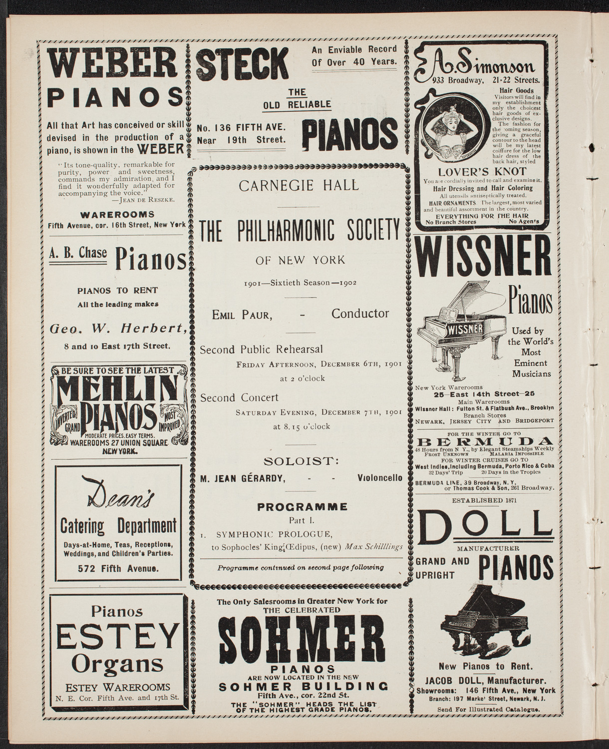 New York Philharmonic, December 6, 1901, program page 6