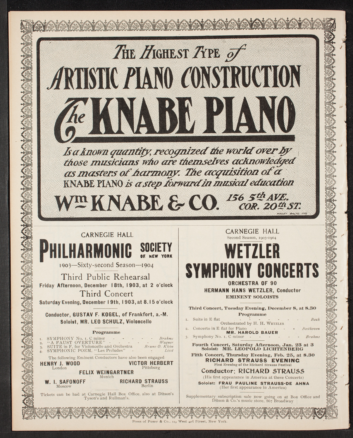 New York Symphony Orchestra, December 6, 1903, program page 12