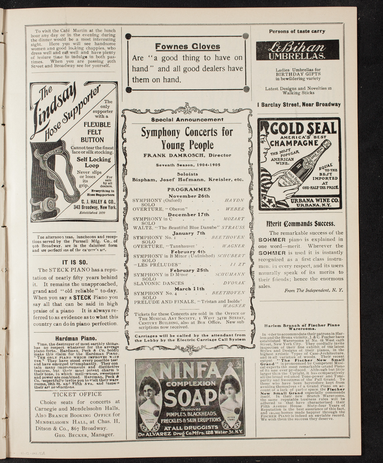 Marcella Sembrich, Soprano, November 12, 1904, program page 9