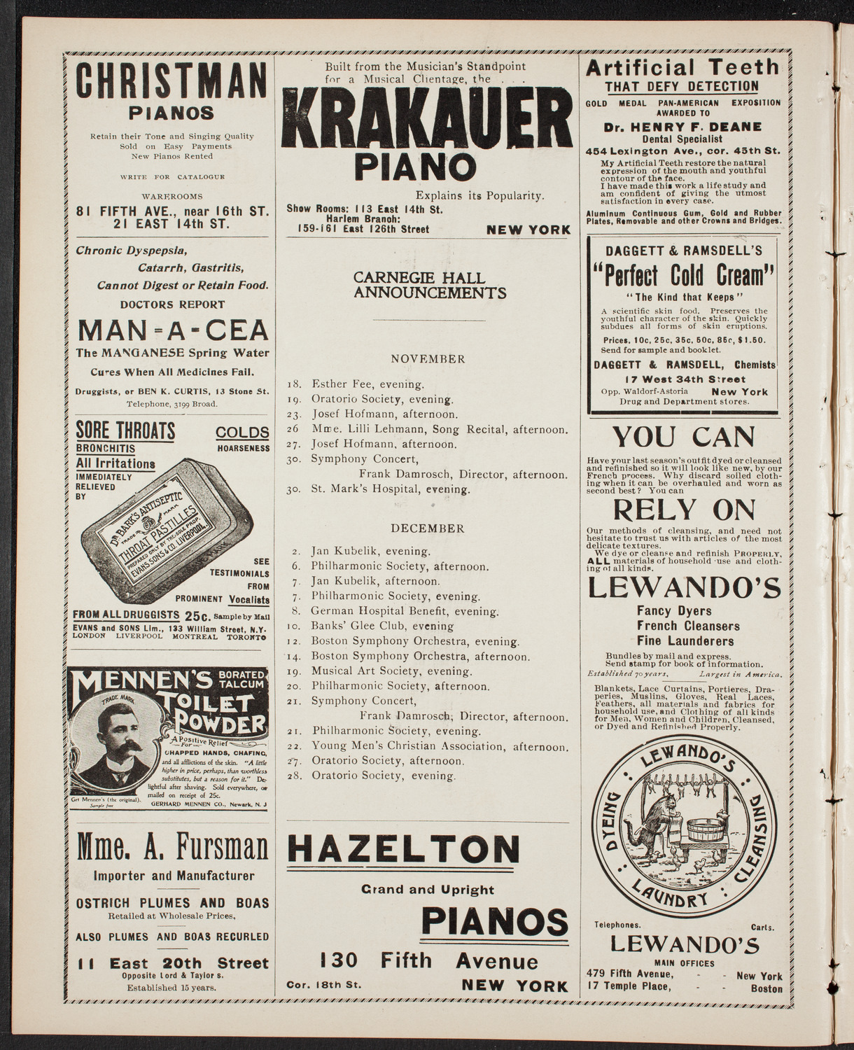 New York Philharmonic, November 16, 1901, program page 2