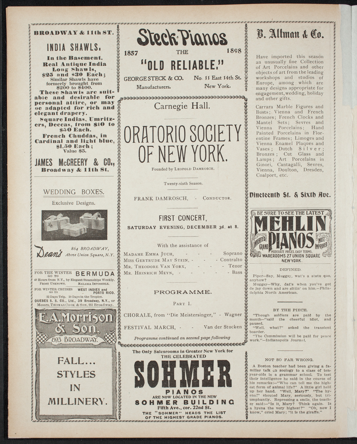 Oratorio Society of New York, December 3, 1898, program page 4