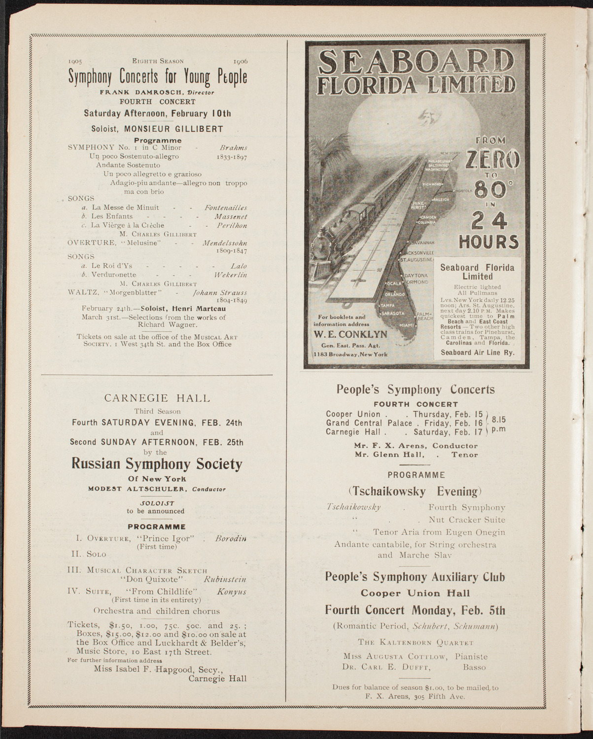 New York Symphony Orchestra, February 4, 1906, program page 10