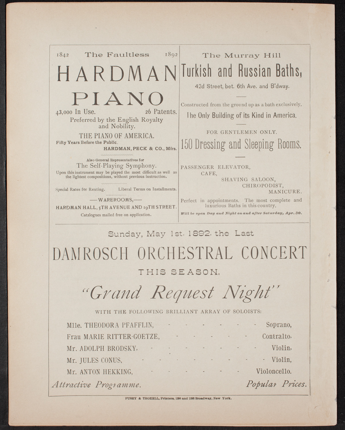 Metropolitan Musical Society, April 26, 1892, program page 16