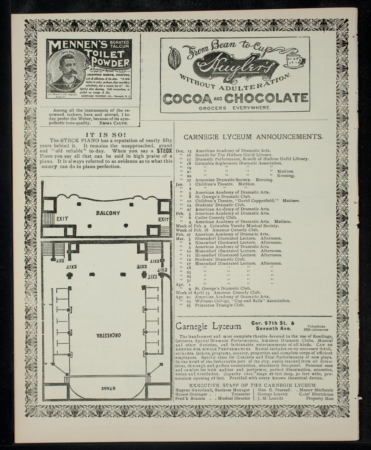 Amateur Comedy Club, December 11, 1902, program page 4