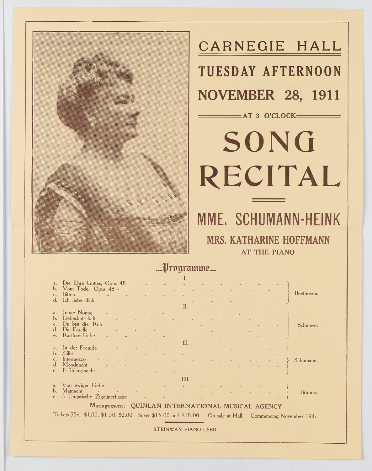 Ernestine Schumann-Heink, November 28, 1911