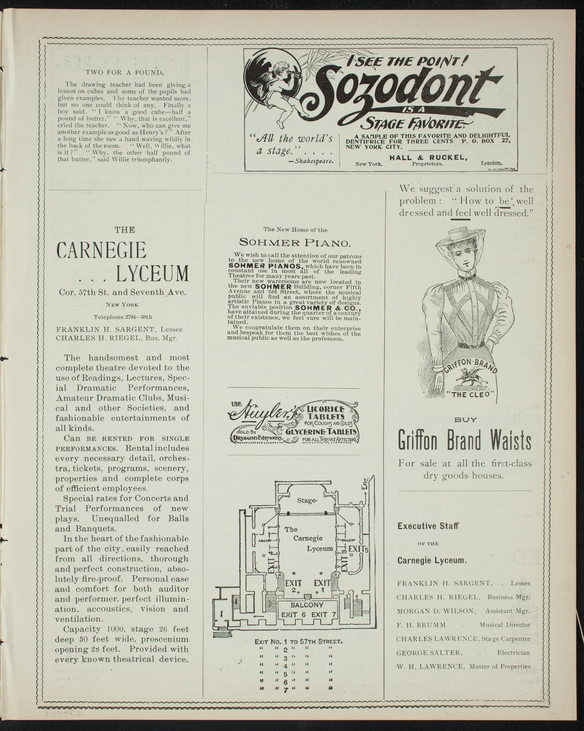 Harlem Wheelmen Minstrel Performance, March 12, 1898, program page 3