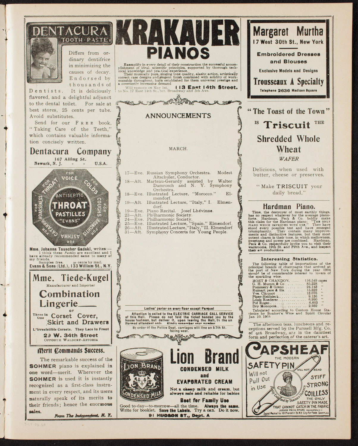 Boston Symphony Orchestra, March 17, 1906, program page 3