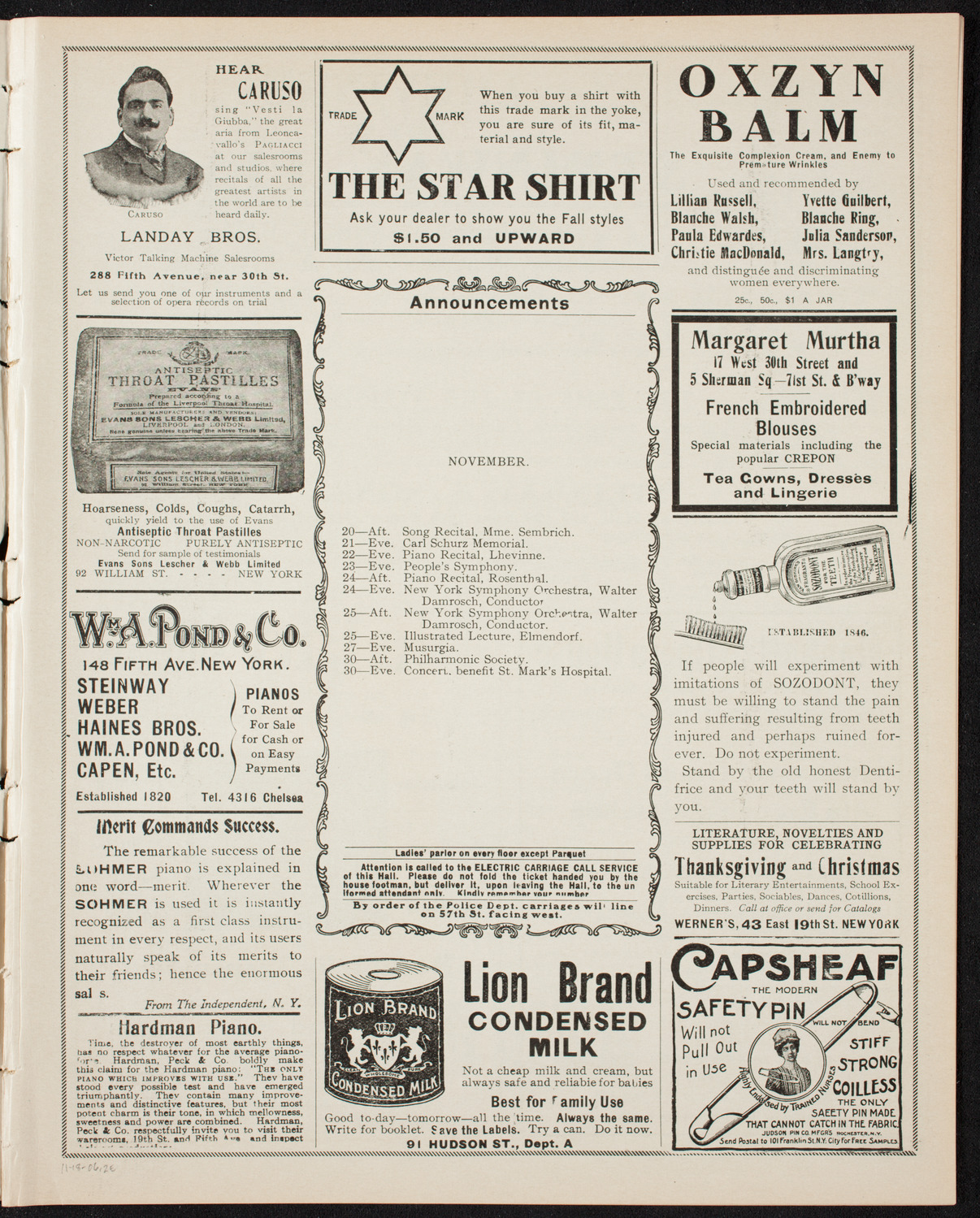 Elmendorf Lecture: The Rhine, November 18, 1906, program page 3