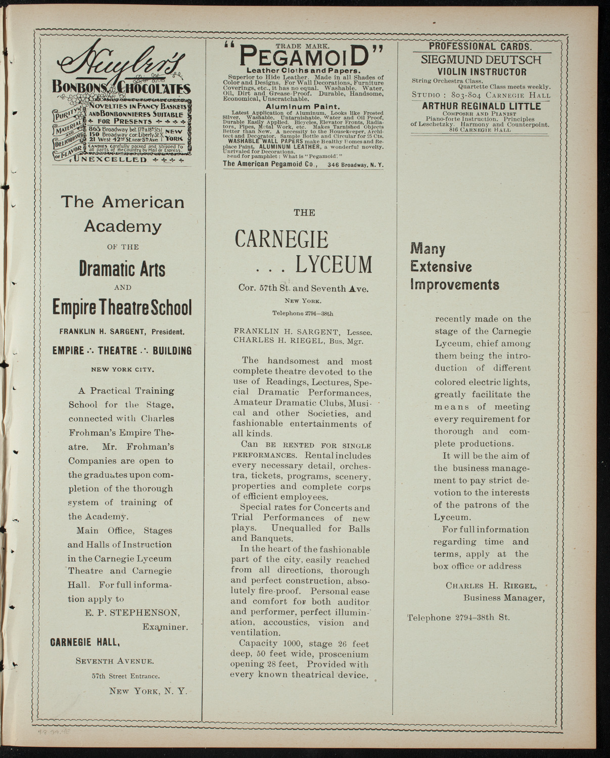 Amateur Comedy Club, April 8, 1899, program page 7