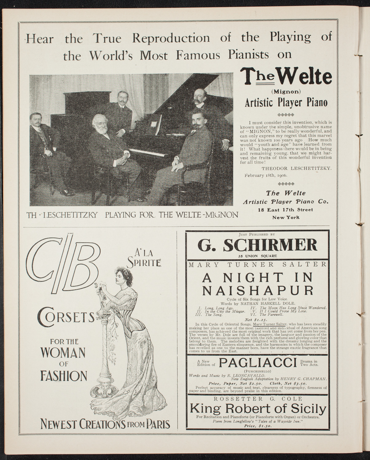 Moriz Rosenthal, Piano, with New York Symphony Orchestra, November 7, 1906, program page 8
