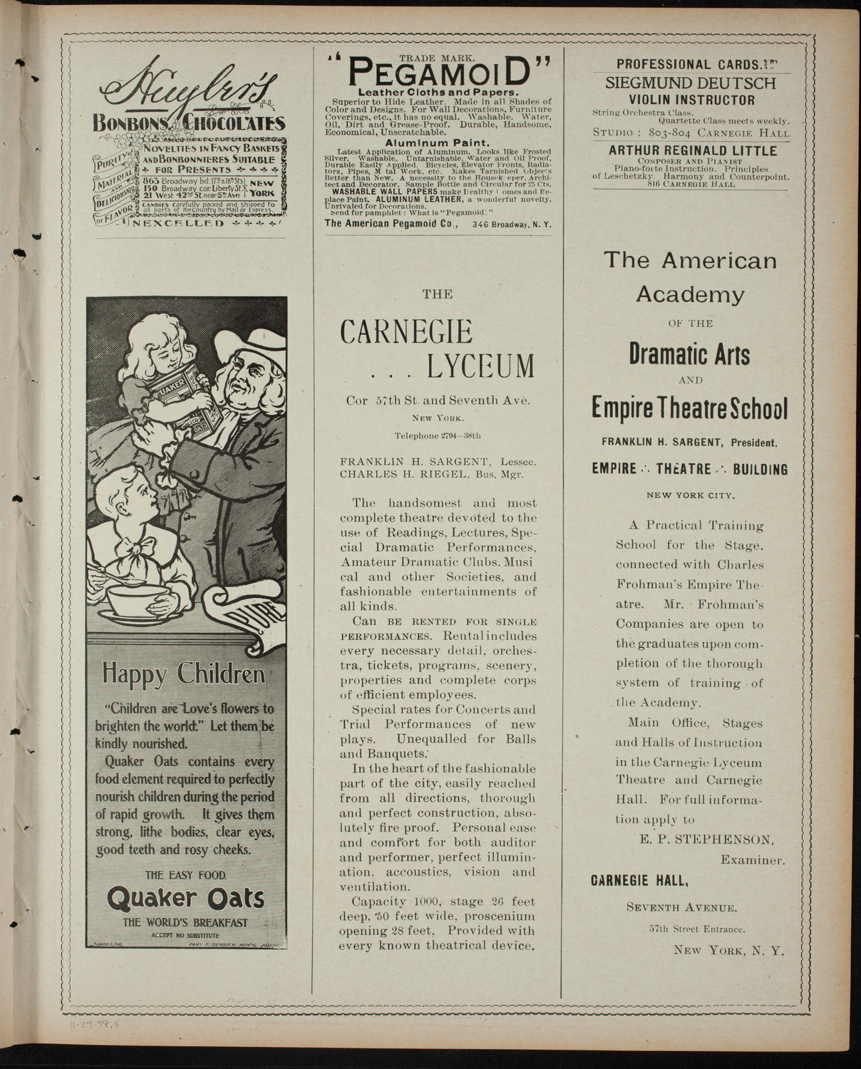 Students of the Virgil Piano School, November 29, 1898, program page 7