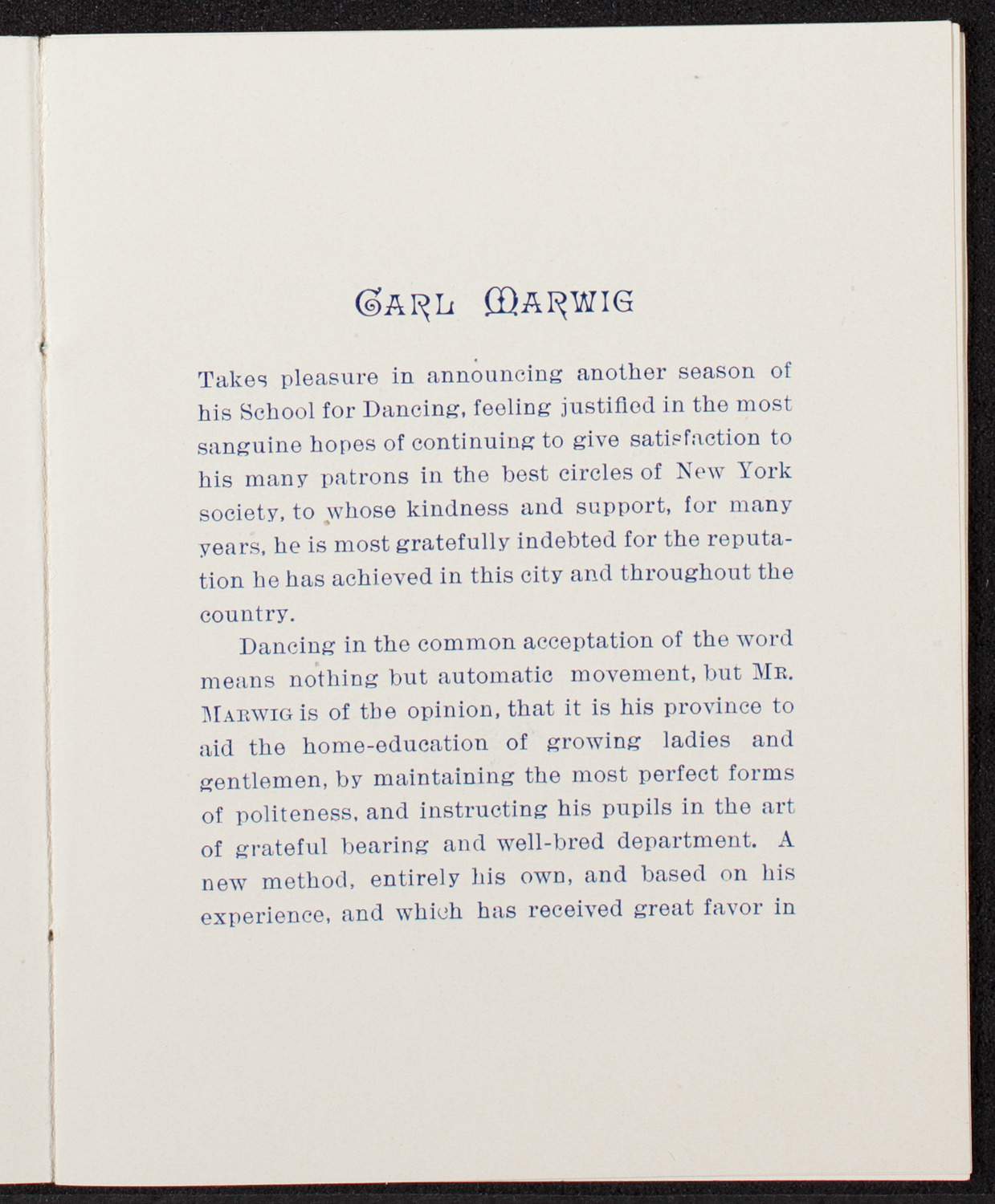 Students of Carl Marwig, October 17, 1891, program page 4