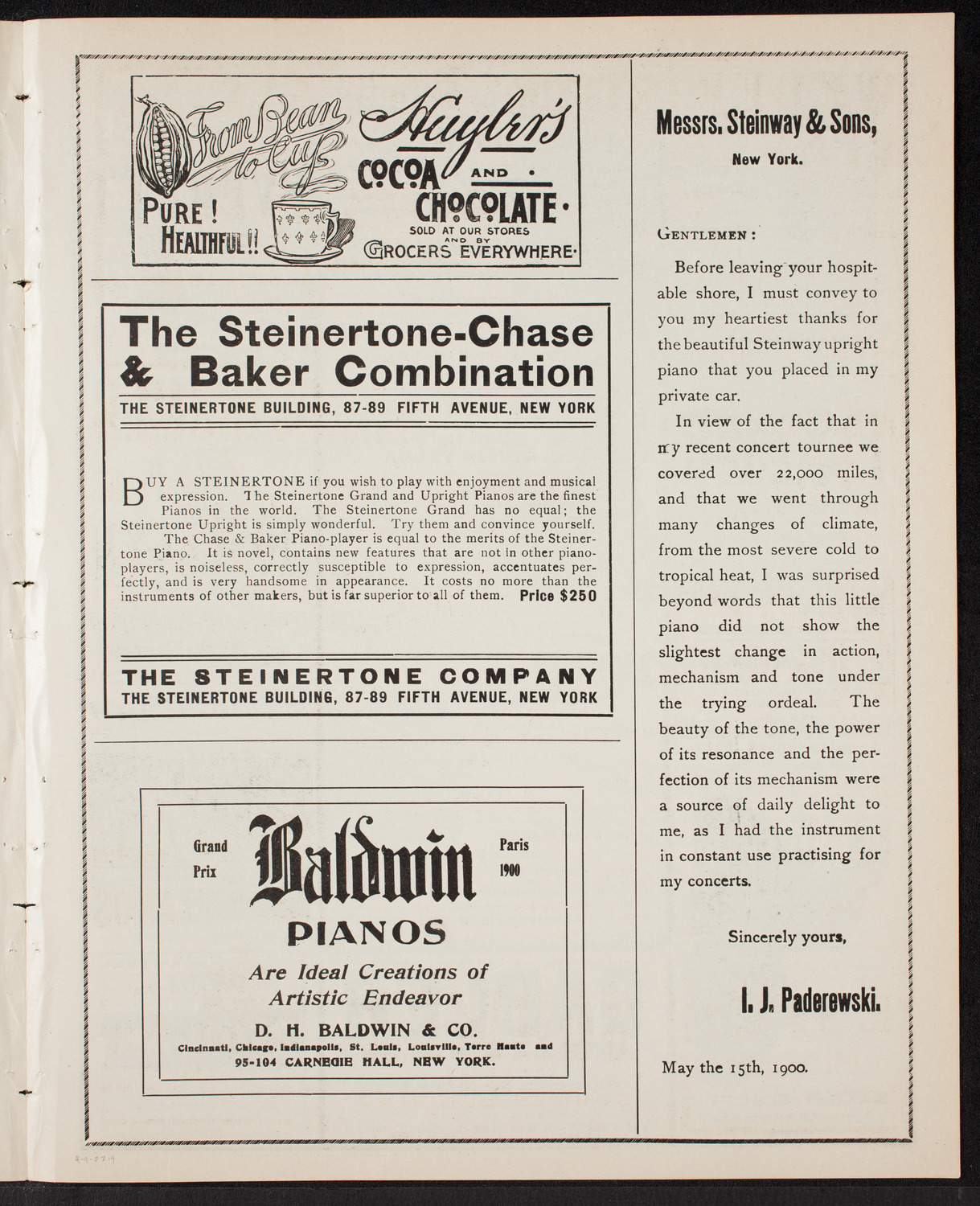 Benefit: St. Andrew's One-Cent Coffee and Meal Stands, April 9, 1902, program page 7