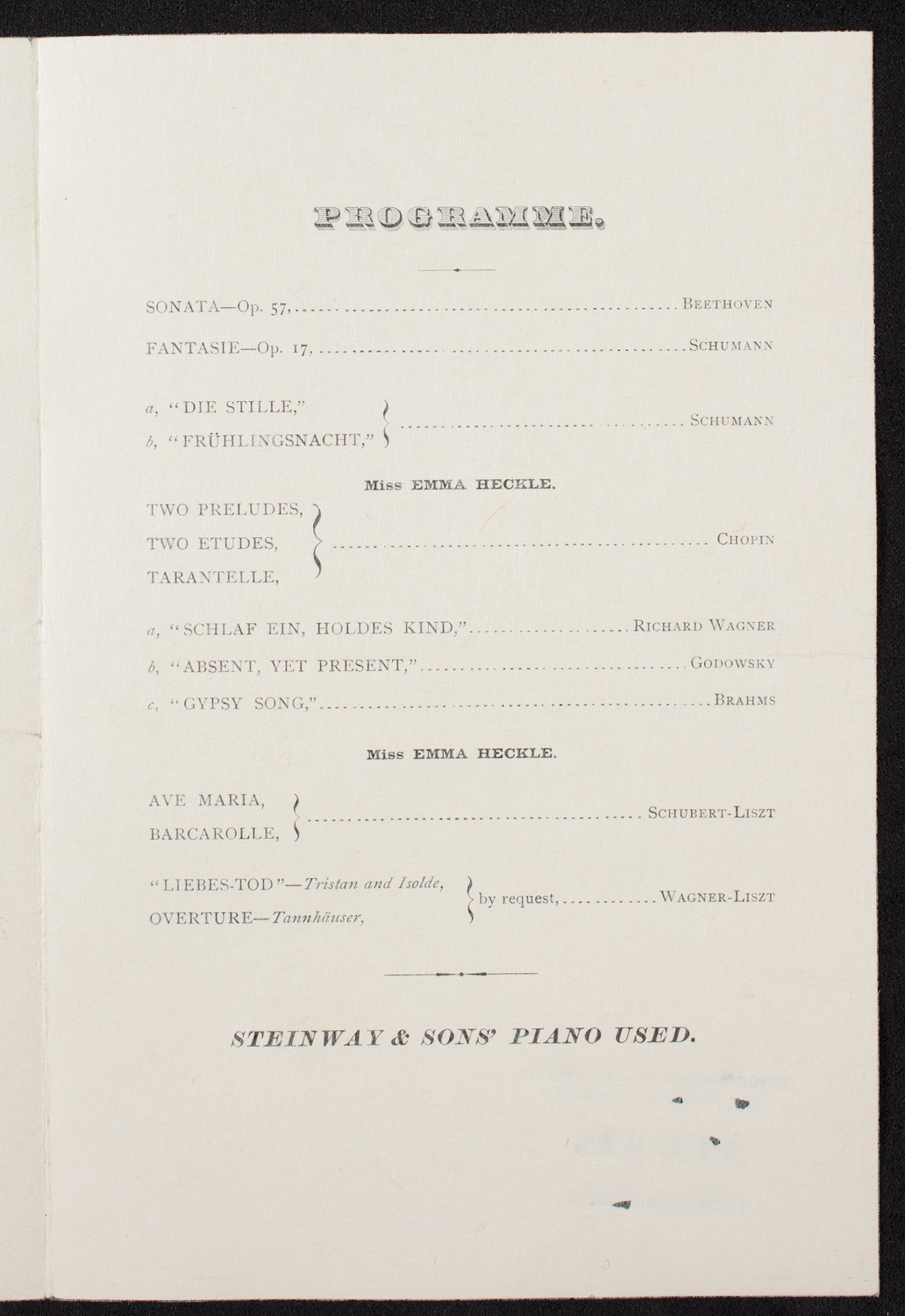 Leopold Godowsky, Piano, April 24, 1891, program page 3
