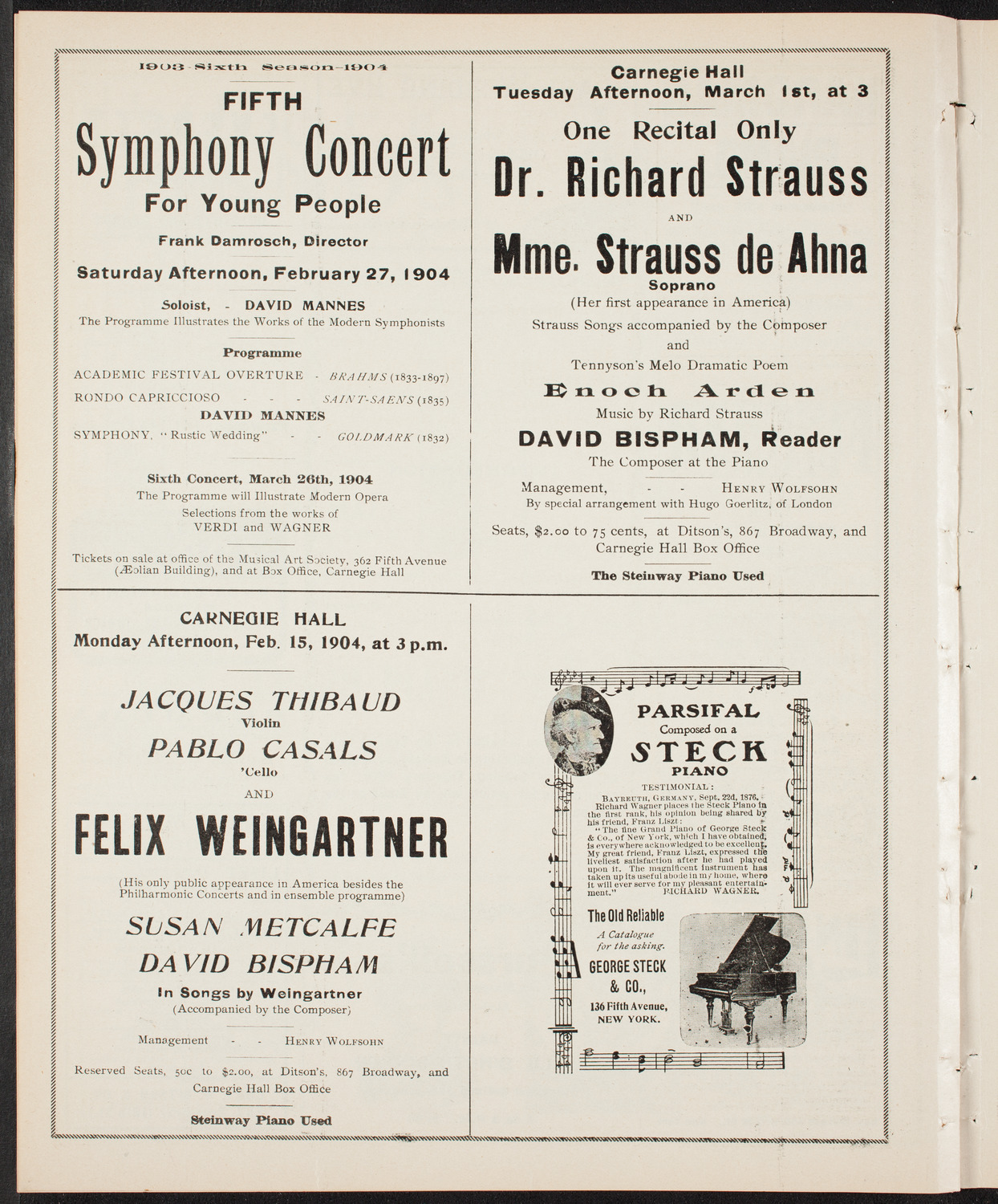 New York Philharmonic, February 12, 1904, program page 8